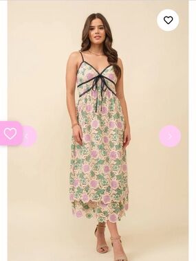 NWOT Just Me Cream Dress with Navy Trim and Mint Accents size S